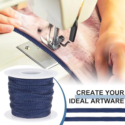 BENECREAT 27 m 6 Couleurs Cordon à Lèvres Torsadé, 10mm Large Ruban Tressé de Garniture de Passepoil à Bord de Cordon Plat pour la Couture de Costumes de Robe, Décoration Textile Maison, Série Bleue - Nail Gallerys