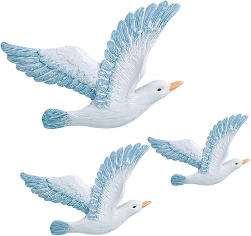 Healifty Lot de 3 figurines nautiques en résine représentant des mouettes - Décoration murale pour la maison, la chambre à coucher, le salon - Nail Gallerys