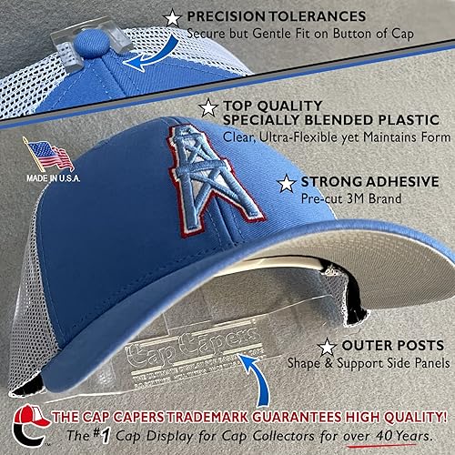 Cap Capers® Présentoir mural pour casquettes de baseball, rangement et organisation de casquettes de baseball, lot de 6, idéal pour les collectionneurs de casquettes - Nail Gallerys
