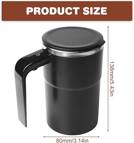 Tasse à café électrique à mélangeur automatique - 380 ml - Avec anse - Avec affichage de la température - En acier inoxydable 304 - Magnétique - Pour café, protéine et poudre - Nail Gallerys