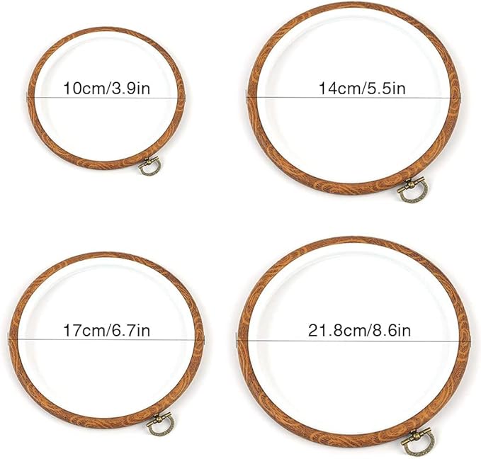GLAITC Tambour à Broder, 4 Pièces Cercle à Broder Réglable Anneau De Broderie Cerceaux De Broderie Arceau De Broderie pour Diy, Art Craft Handy Sewing - Nail Gallerys