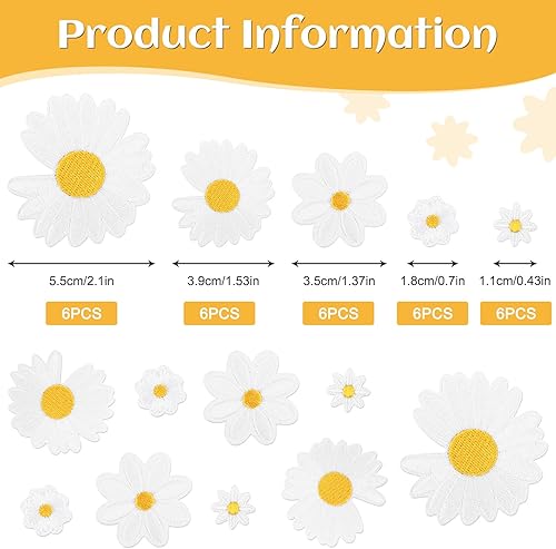 Ezydka Lot de 30 écussons thermocollants - Motif fleurs - Pour enfants - Pour le bricolage, les vêtements, les vestes, les sacs à dos, les jeans - Nail Gallerys