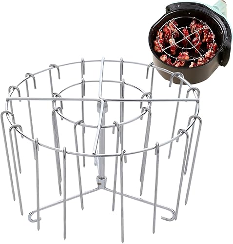 Air Fryer - Brochettes pour barbecue - En acier inoxydable - Avec fonction de gril verticale - Kit de brochettes pour poulet, bacon et grillades - Pour barbecue domestique et préparation des aliments - Nail Gallerys