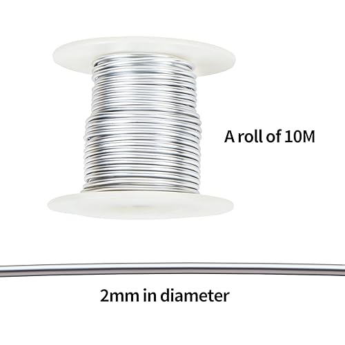2mm Fil Aluminium 10m Fil de Fer Souple, Fil de Bijoux Fil Metalique pour Bijoux, Objets Décoratifs, Art Floral, Sculpture, Modélisme de Vélo, Fabrication de Bijoux, Tissage et Emballage - Nail Gallerys