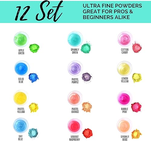ToysButty Poudre de Mica Kit 12 &52 Colorant Resine Epoxy Naturel,Belles Couleurs Florales en Tubes, Bombes de bain et Moule Resine Epoxy, Vernis Ongles, Maquillage (12 Mica Printemps) - Nail Gallerys