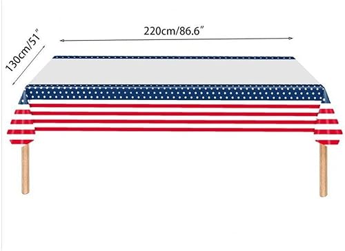 Nappe jetable Drapeau américain 4 Juillet Couverture de Table rectangulaire Nappe décorative Patriotique pour Le Jour du Souvenir de la fête de l'indépendance - Nail Gallerys