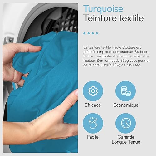 Teinture Textile Turquoise - 350g Tout-en-un - Prêt à l'emploi pour Vêtements et Tissus HAUTE COUTURE - Nail Gallerys