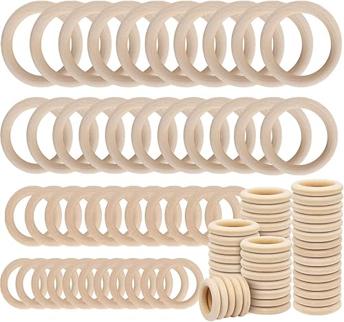 Mengger Anneaux en Bois Naturel Loisirs Bricolage Fabrication de Bijoux Accessoires Connecteurs pour Pendentifs Rond Perles Lisse Collier Artisanat 40pcs,Anneaux en Bois - Nail Gallerys