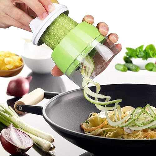 Coupe-légumes,Manuel 4 en 1 Spaghettis de Légumes en Plastique et Acier Inoxydable, Coupe légume Spiralizer pour Carottes,Pommes de Terre,Courgettes,Nouilles,Salades,Pâtes Saines - Nail Gallerys