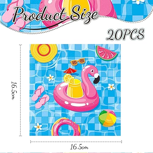 Kotkiddy 20 pièces serviettes papier été fête piscine jetables absorbantes serviettes invités cocktail pour bébé, assiette d'anniversaire - Nail Gallerys