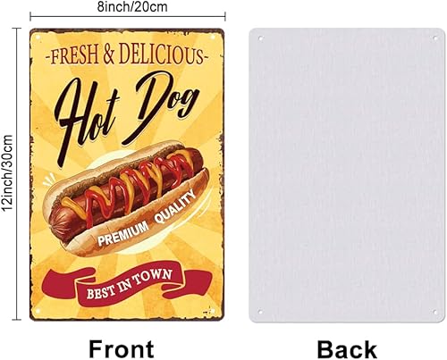 SUPERDANT Hot Dog Plaque Metal Vintage Fast Food Poster Cuisine Rétro Metal Signs Plaque en Métal Rétro Plaque Murale Decorative Drôle Décor Rétro Métal Décor - Nail Gallerys
