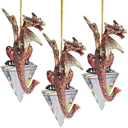 Design Toscano Ornamen de Noël en Forme de Dragon Gothique, Polyrésine, Full Color, Jumeau - Nail Gallerys