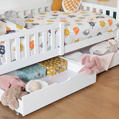 Happy Garden Lot de 2 tiroirs de Rangement sous lit Blancs, Coffre en Bois avec roulettes rangeable sous sommier - Nail Gallerys