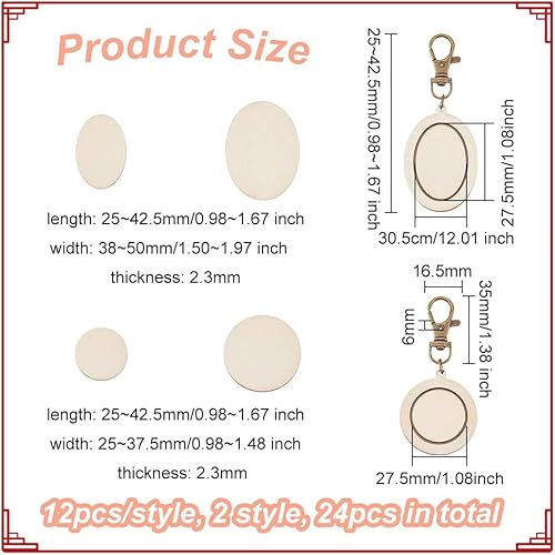 OLYCRAFT 24 Pcs Cerceau de Point de Croix en Bois Porte-clés Mini-Cerceau de Broderie avec Fermoir en Forme de Pince de Homard Kit en Bois Ovale/Rond pour DIY Porte-clés de Broderie - 8~9.2cm - Nail Gallerys