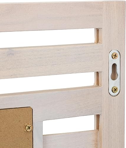 Relaxdays Miroir Mural, Surface de Rangement, Cadre en Bois de Noyer, Dimensions totales HLP : 70 x 50 x 12 cm, Blanc - Nail Gallerys