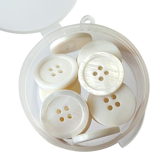 KShun Lot de 30 boutons ronds en nacre véritable 4 trous Blanc 15 mm - Nail Gallerys