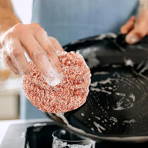 Eponge Cuivre, 2/4/6 Pcs Cuivre Gratounette Heavy Duty de Cuisine Pots Casseroles Brosse de Nettoyage (2PCS) - Nail Gallerys