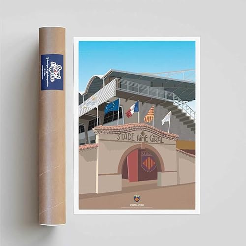 Sport à l'Affiche - Art Poster - USAP - Arche du stade Aimé Giral 30x40 cm - Nail Gallerys