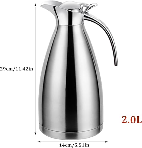 Carafe Thermos BIG bouteille thermos Flacons sous vide Carafe à café thermique Carafe isolée en acier inoxydable de 2 l Garde l'eau chaude pendant 24 heures Pichet à eau isolé à l'épreuve - Nail Gallerys