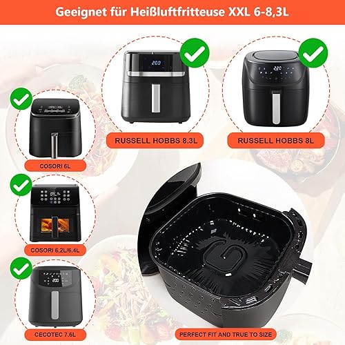 23CM Moule Silicone Air Fryer Platine, Plat Accessoires Air Fryer pour Philips Série 2000 6.2L NA230, Russell Hobbs 8L, COSORI TurboBlaze XXL 6L/6,2L/6,4L, Réutilisable Plat Silicone Airfryer, 2PCS - Nail Gallerys