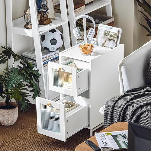 SoBuy Bout de canapé avec 2 tiroirs Table de Nuit Table de Chevet Table d'appoint Table Téléphone Table de Café Table de Lit Table Basse, pour Salon, Chambre, Bureau, Blanc, L30xP45xH65cm, FBT139-W - Nail Gallerys