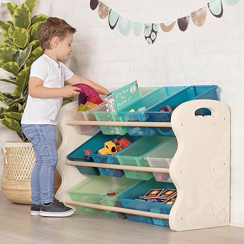B. Spaces - Totes Tidy - Organizateur de Jouets - Meubles de Rangement pour Les Tout-Petits - avec 10 bacs empilables - Ivoire et Menthe - 3 Ans et + - Nail Gallerys