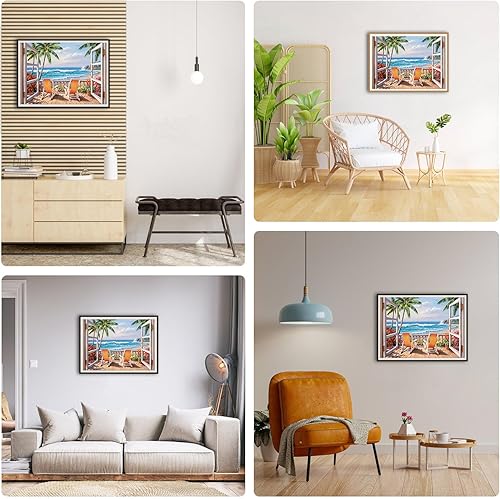 DAERLE Peinture Diamant Adulte, Plage de sable Diamond Painting 5D Complet, Diamant Paysage Kits, Mer Diamant Strass Point de Croix Cristal Painting pour Murale Décoration 40x30cm - Nail Gallerys