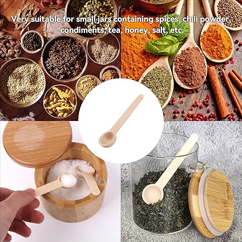 BQLZR 7.5 x 2.4 x 1.3 cm Petite Cuillères de Cuisine en Bois Rond pour sel assaisonnement Miel Cuillère à café Lot de 50 - Nail Gallerys