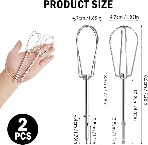 Annlpoy 2 pièces fouet cuisine batteur manuel Mélangeur à oeufs argenté Batteur à oeufs universel bâtons, utilisable à gauche et à droite, pour les applications de pâtisserie et de cuisine - Nail Gallerys