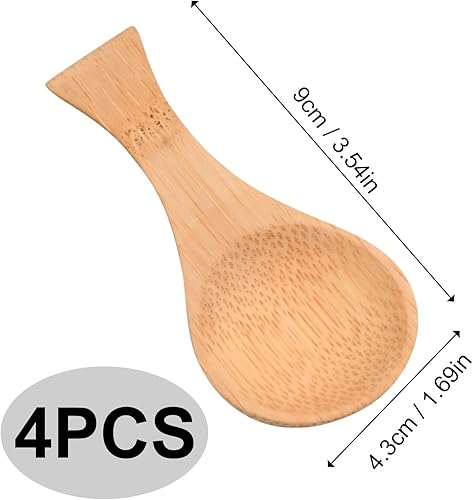 Rapidbok 4 Mini Cuillères en Bambou à Manche Court pour Épices, Sel, Petits Pots de Confiture, Sucre, Miel, Café, Thé - Nail Gallerys