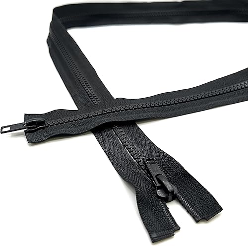 CHAKRAA - 70 cm - #5mm Maille - Fermeture Éclair Double Curseur Injectée Zip à Glissière Séparable Noir, pour Doudoune, Manteau, Veste, Sac - Nail Gallerys
