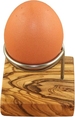 D.O.M. Coquetier en bois d'olivier et acier inoxydable - Nail Gallerys