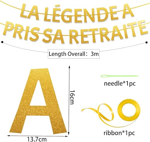 Guirlande de Fête Dorée,Banderole Retraite,Vive la Retraite Bannière,Decoration Retraite,Cadeau Retraite Homme Femme - Nail Gallerys