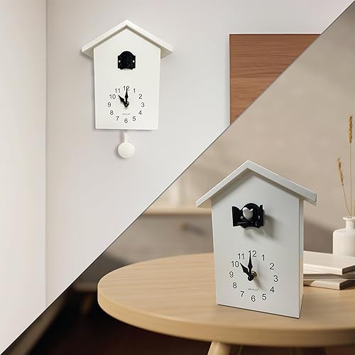 WALPLUS Pendule Murale Coucou Horloge Murale Horloge Coucou Chalet Vintage Moderne Décoration Salon Chambre des Enfants Maison White Cuckoo White Window - Nail Gallerys