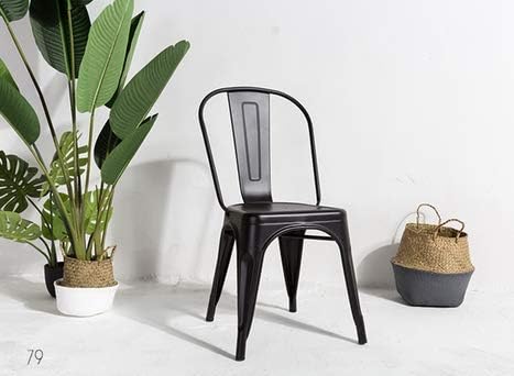 Kosmi Lot de 6 chaises en métal Noir Mat - Style Industriel - Nail Gallerys