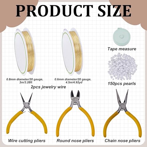 WEBEEDY Kit de Fabrication de Bagues en Fil de Perles pour Réalisation de 24 Sets de Bagues,Kit de Bagues en Fil de Perles avec Fils de Bijoux en Or,Mini Pince pour Adultes pour Fabrication de Bijoux - Nail Gallerys
