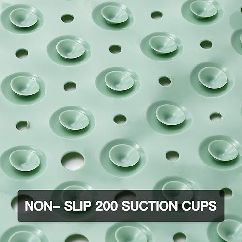 YINENN Tapis de Bain et Douche 101,6 x 40,6 cm, antidérapant et Extra Large, avec ventouses, Lavable en Machine, avec Trous de Drainage, Vert Clair - Nail Gallerys