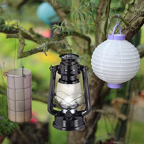 10x Lampe-tempête LED, Lanterne Retro comme décoration de fenêtre ou de Jardin, à Piles, Noir - Nail Gallerys