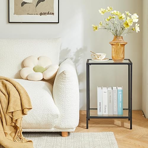 YMYNY Table d'Appoint à 2 Niveaux, Table Basse, Table de Chevet, Table Téléphone, Bout de Canapé, Table pour Salon, Chambre, Couloir 38×28×56CM Dorée HGD002G - Nail Gallerys