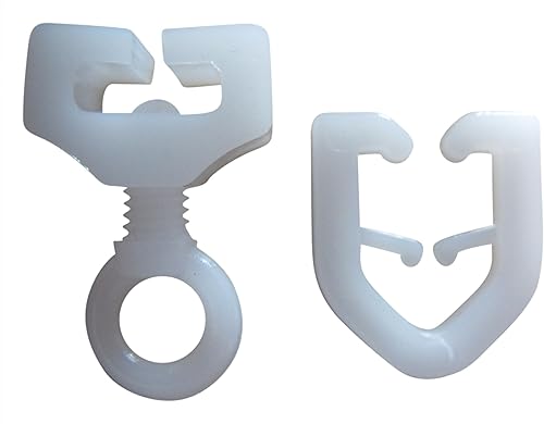 rewagi Lot de 100 crochets en T SPI, crochets à rideaux et 8 bloqueurs pour rails en T, crochets à clipser, crochets plissés, blancs - Nail Gallerys