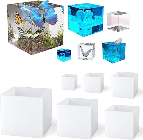 Waitamo 6 Pcs Moules en Résine, Moule Carré en Résine Moule Silicone Resine Epoxy Pour Décorations Conservation Florale Bougies Savons - Nail Gallerys
