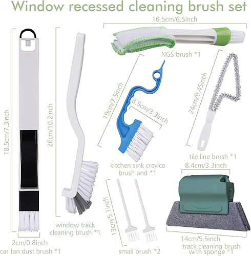 GOEDCH 8 pièces outils de nettoyage des rainures de fenêtre : kit de brosse de nettoyage pour rainures de fenêtre, outils de nettoyage à la main, outil de nettoyage en profondeur ménage, brosse de - Nail Gallerys
