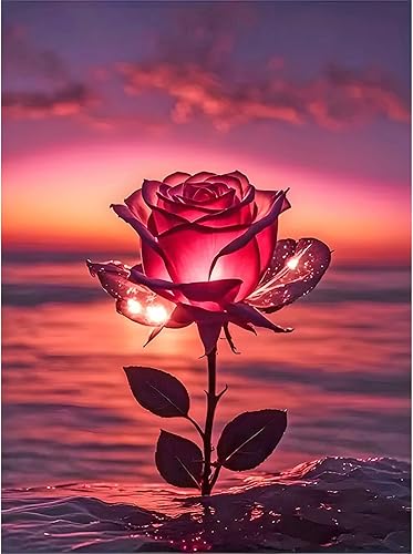 DPIDEA Diamond Painting Rose, Peinture Diamant Rose 5D Diamant Painting Kit Complet, Kits de Peinture sur Diamant Point de Croix Painting pour Décoration Intérieur 30x40cm - Nail Gallerys