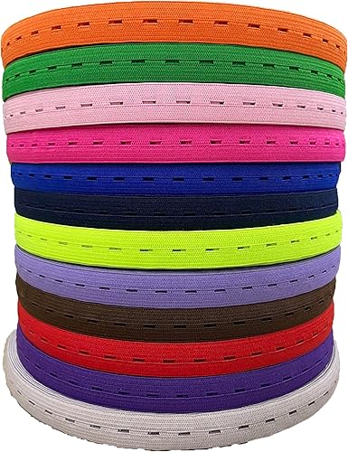 Bande élastique tricotée plate avec trou de 1,6 cm de large, extensible, réglable, boutonnière, bande de couture élastique pour vêtements de maternité (rose) - Nail Gallerys