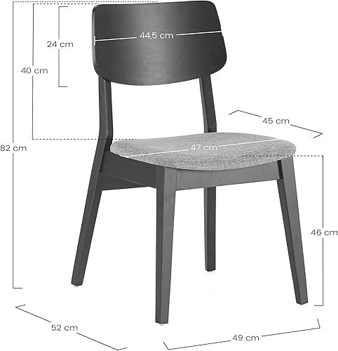HOMN LIVING Pack de 2 chaises Susi en Noyer, Bois Massif, 49 cm (Largeur) 52 cm (Profondeur) 82 cm (Hauteur) - Nail Gallerys