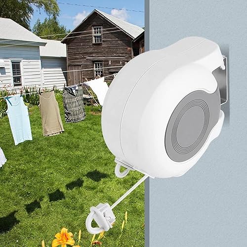Greensen Corde a Linge Retractable Etendoir Linge Extensible Exterieur, Etendoir Linge Séchoir à Linge Rétractable à Fixation Murale Double pour Intérieur et Extérieur 26 m (2 x 13 m) - Nail Gallerys