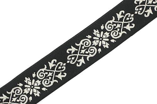 10 mètres 35 mm Gris et Gris Clair Ruban Jacquard Tissé à Motif Victorien Rouleaux galon ruban tissu brodé artisanat vêtements mercerie loisir créatif décoration couture médiéval 35271-V4 - Nail Gallerys