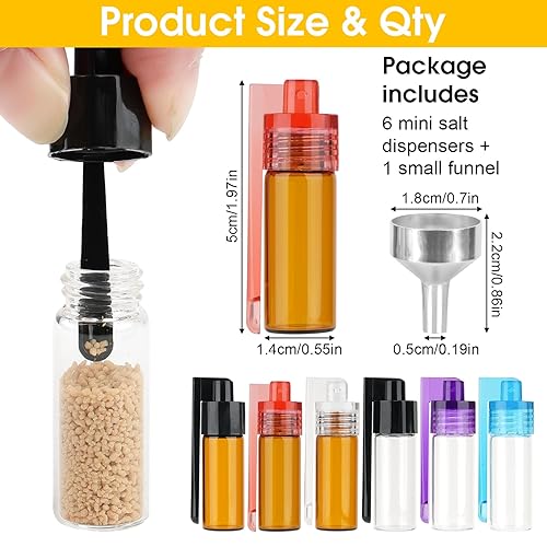 Lot de 6 doseurs de poudre à épices avec cuillère et entonnoir, mini bouteilles de rangement anti-fuite pour sel, poivre, épices, doseur étanche pour le camping, la cuisine, les voyages - Nail Gallerys