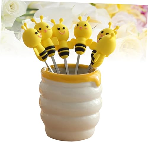 Zerodeko 7pièces Set De Fourchettes À Fruits Acier Inoxydable Avec Support Céramique Parties Et Utilisation Quotidienne - Nail Gallerys