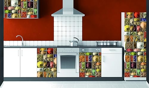 Sticker mural 3D pour réfrigérateur, composition d'épices marocaines, 59,5 cm X 180 cm, déco superbe - Nail Gallerys